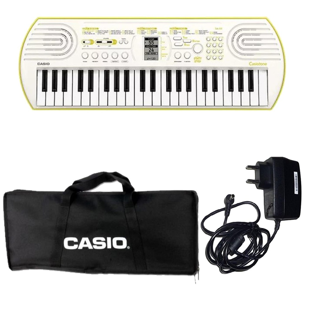 [10295] Casio SA-80 Mini Tastiera a 44 tasti, Bianco/Giallo Limone + Bag + Alimentatore