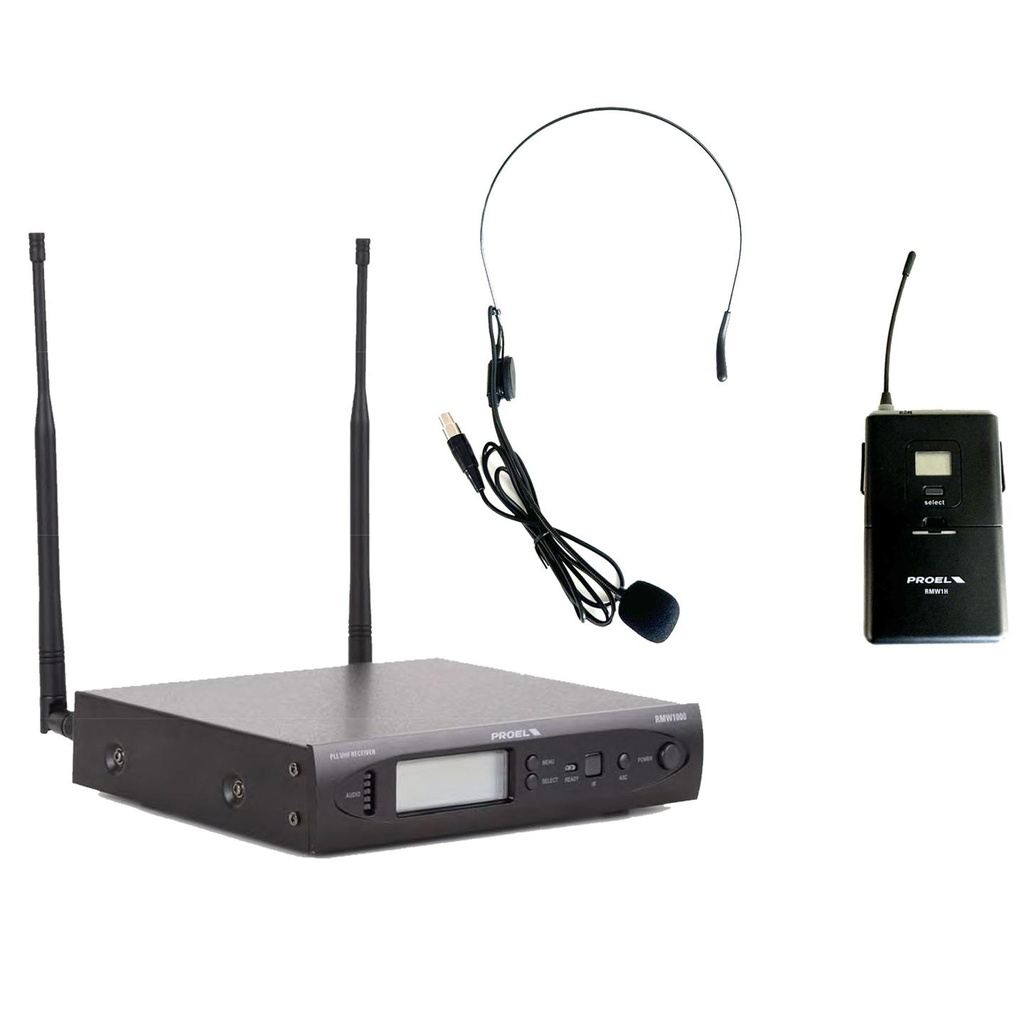 [10221] Proel RMW1000HA Sistema Microfonico Wireless Archetto UHF PLL 96CH f:606-630MHz