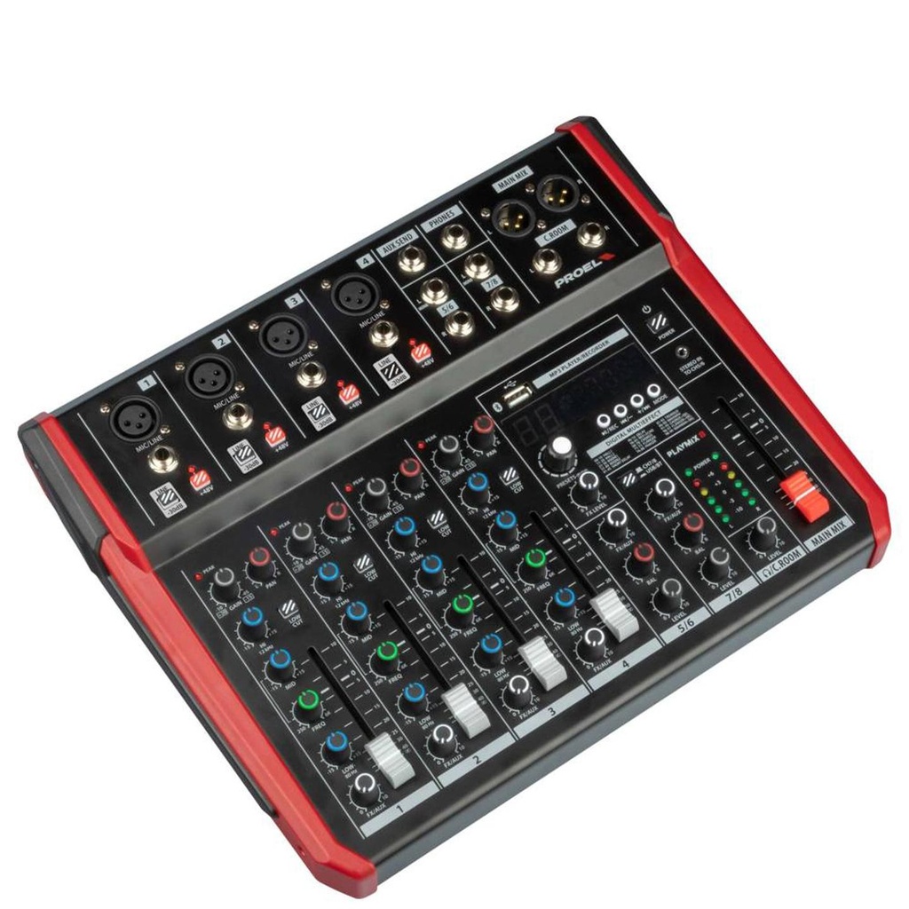 [10162] Proel PLAYMIX8 Mixer 8 ingressi Bluetooth, lettore MP3, Registrazione stereo USB