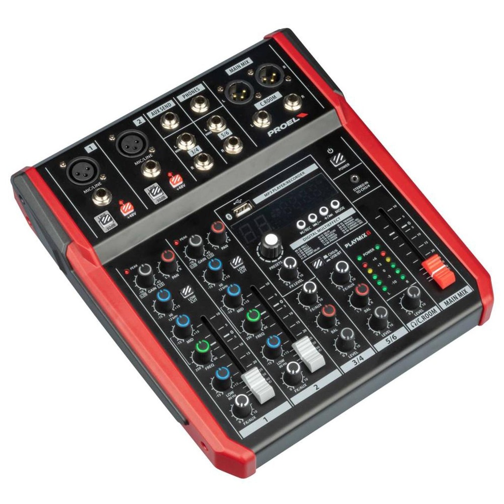 [10161] Proel PLAYMIX6 Mixer 6 ingressi Bluetooth, lettore MP3, Registrazione stereo USB