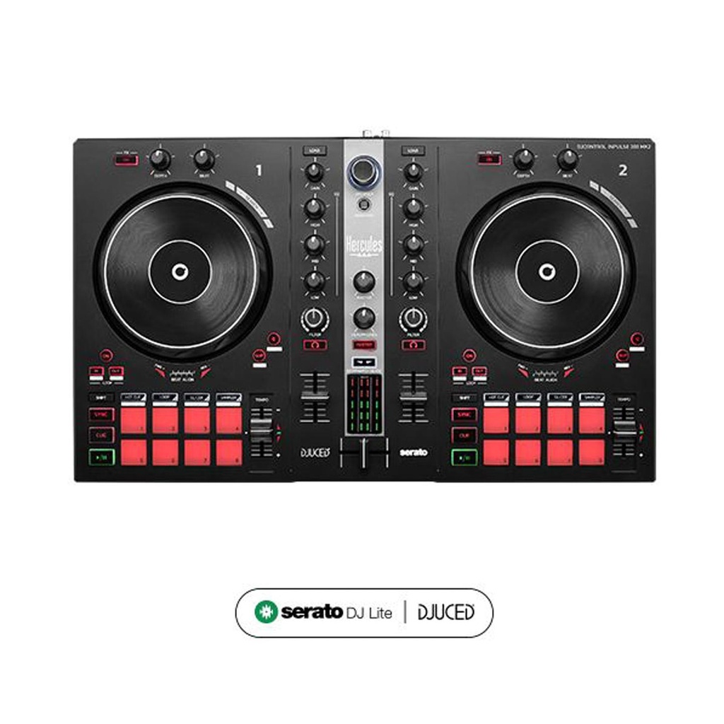 [10123] Hercules DJCONTROL INPULSE 300 MKII Controller Dj a 2x Deck e 16 Pad, Nero