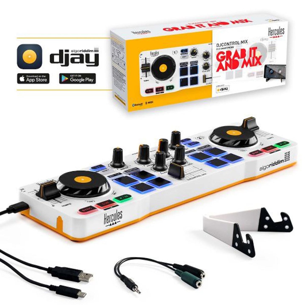 [10122] Hercules DjControl Mix controller DJ a 2 banchi adatto smartphone iOS e Android