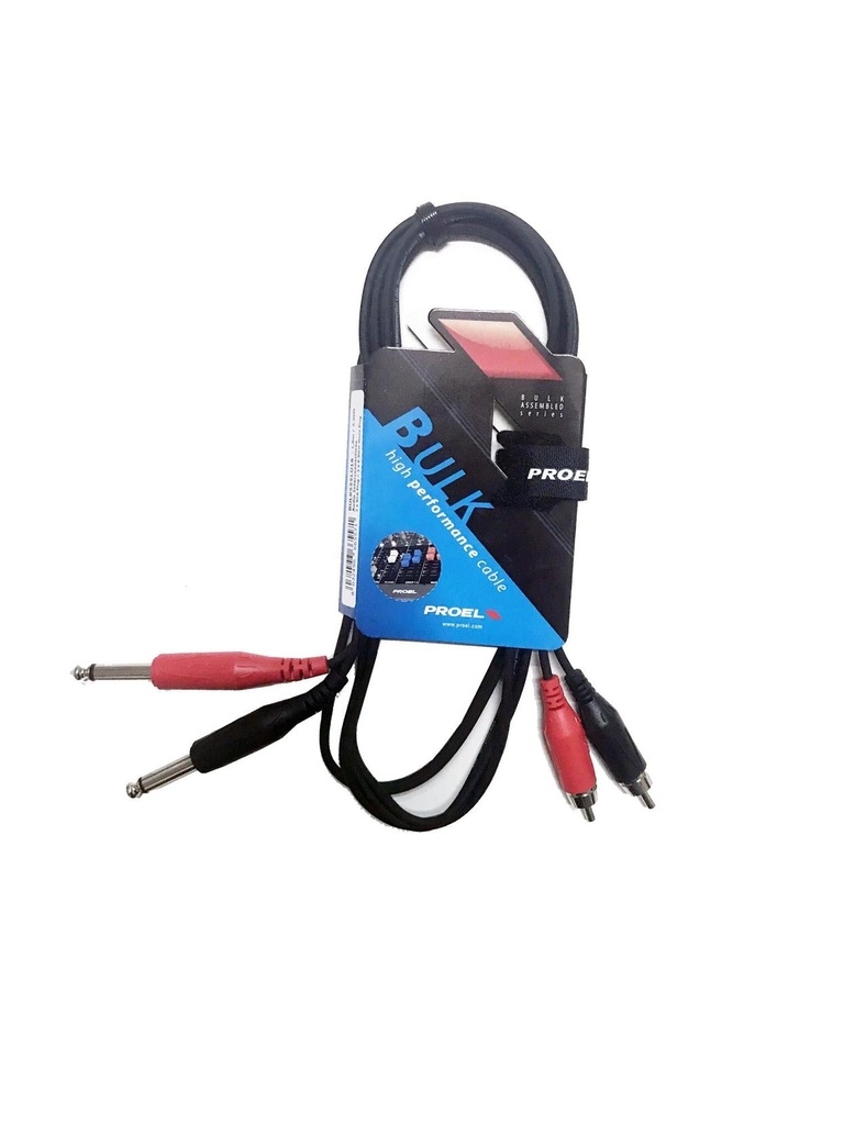 [5504] Proel BULK555LU18 Cavo audio connessioni 2 x Jack Mono 6.3mm a 2 x RCA, 1.8mt