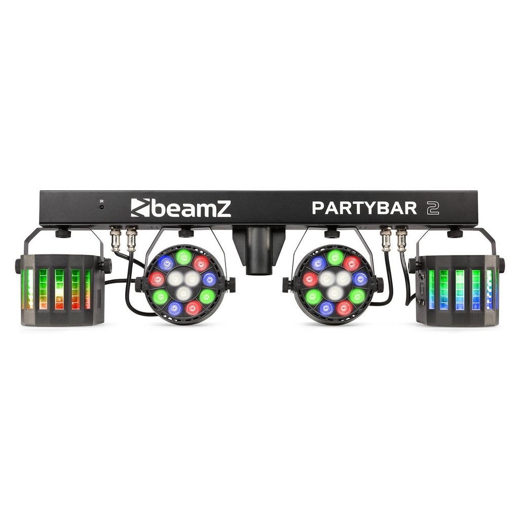 [10026] Beamz PartyBar2 Barra d'illuminazione 2PAR 12x1W RGBW 2 derby DMX IR + treppiedi