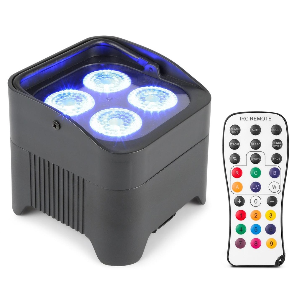 [10024] Beamz BBP94 Uplight Par 4x10W a batteria e ricevitore DMX wireless integrato