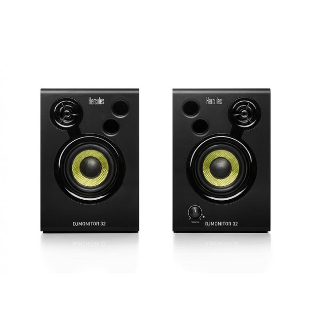 [10022] Hercules DJMONITOR 32 Coppia monitor audio attivi da Desktop, 60w di picco, Nero