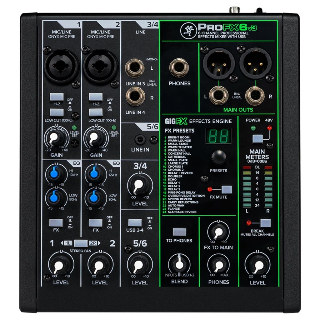 [9949] Mackie PROFX6V3 Mixer USB 6 Canali effetti professionali x live home recording