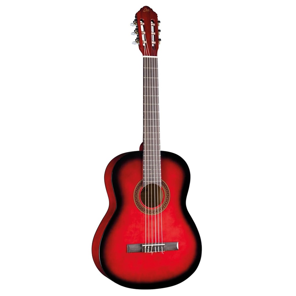 [7708] Eko CS-10 Red Burst Chitarra Classica Serie Studio con custodia, finitura Rosso