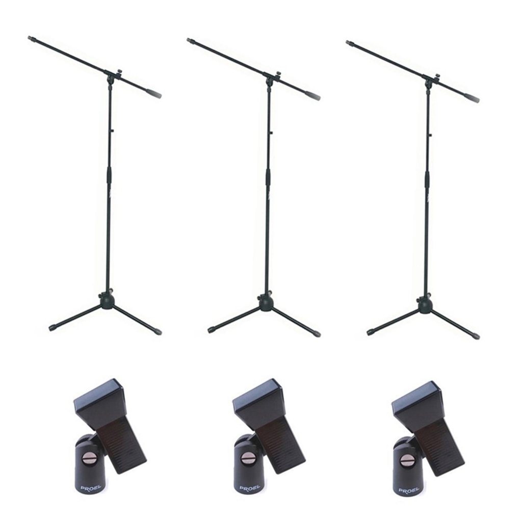 [9844] Proel RSM180 + APM30 3 Unità asta microfonica a giraffa base tripode + pinza