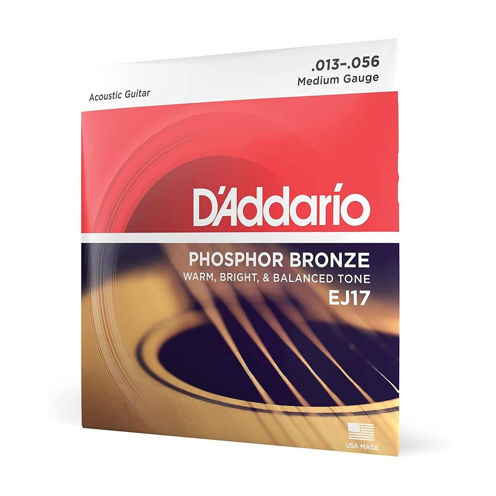 [9798] D'Addario EJ17 Medium Gauce Corde x Chitarra Acustica 013-056 Phosphor Bronze