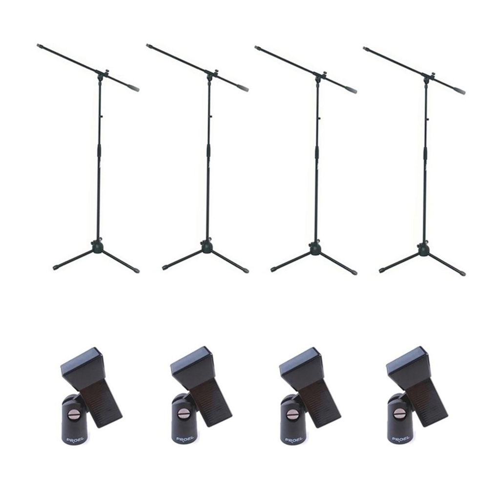 [9774] Proel RSM180+APM30 4 Unità asta microfonica a giraffa base tripode + pinza APM30