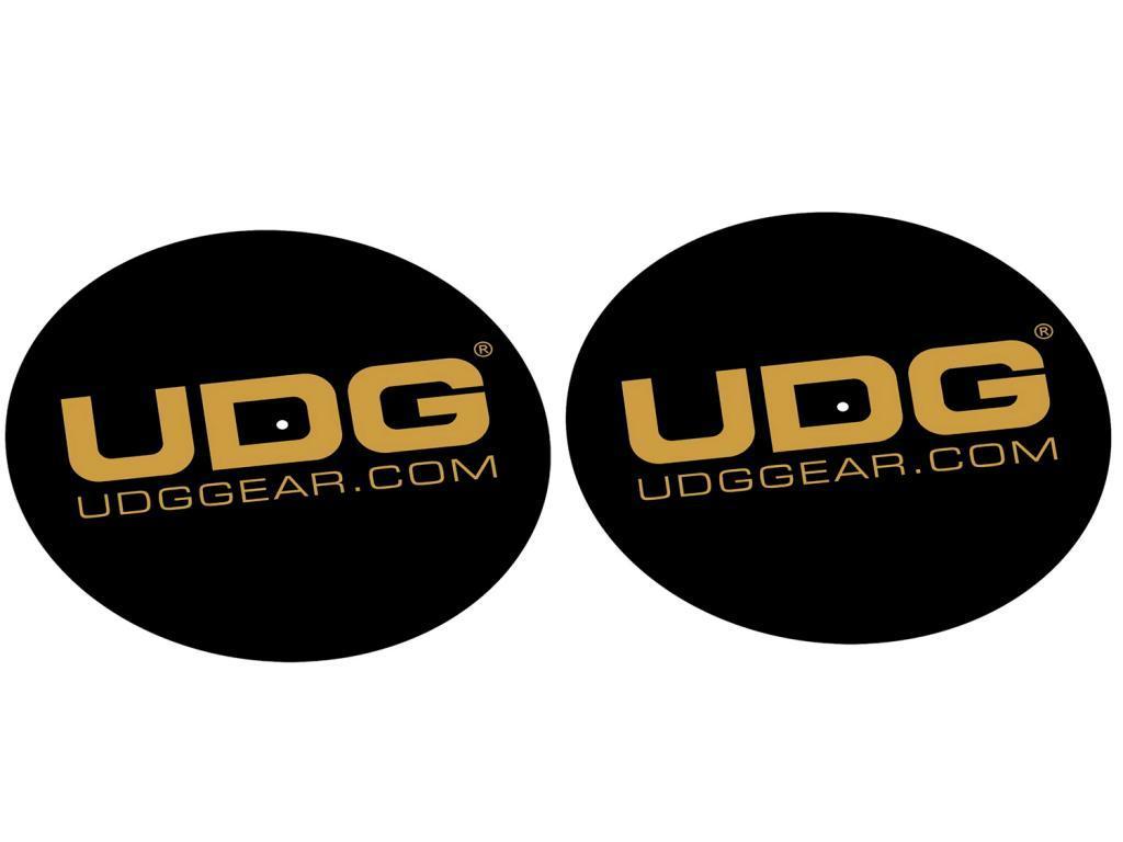 [9695] UDG U9935 Slipmat Set Black / Golden Feltri per giradischi, Nero con Logo in Oro