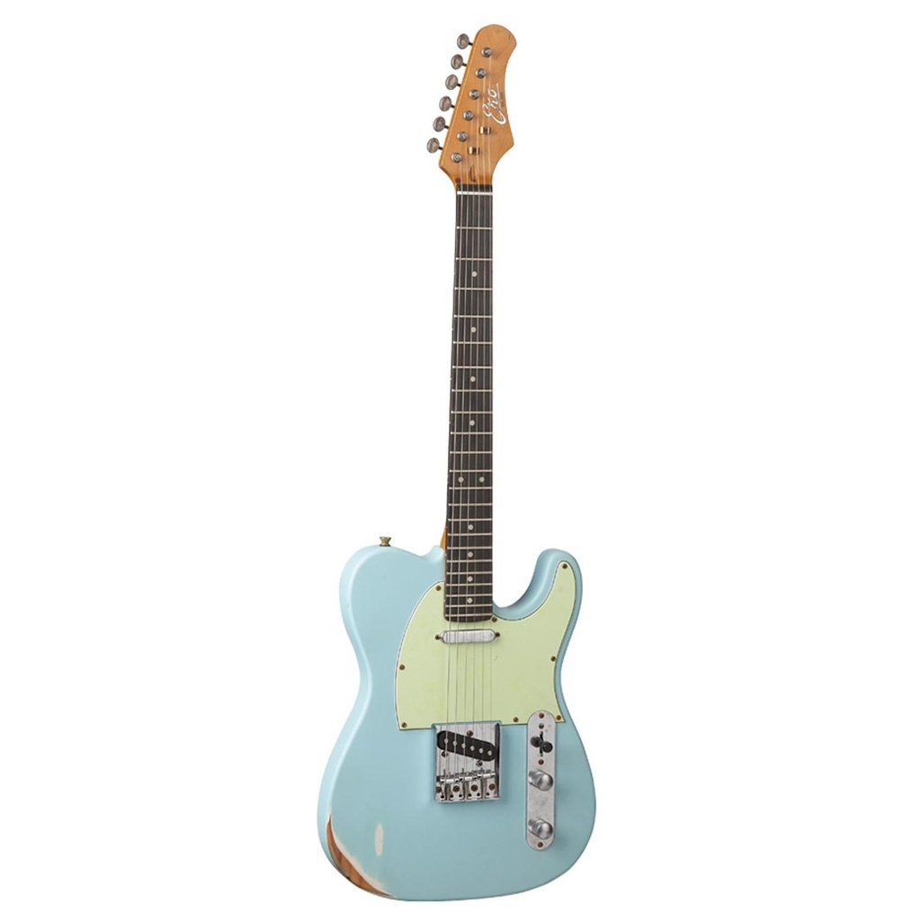 [9648] Eko VT-380 Relic Daphne Blue Chitarra Elettrica 22 Tasti Selettore pickup 3-Vie