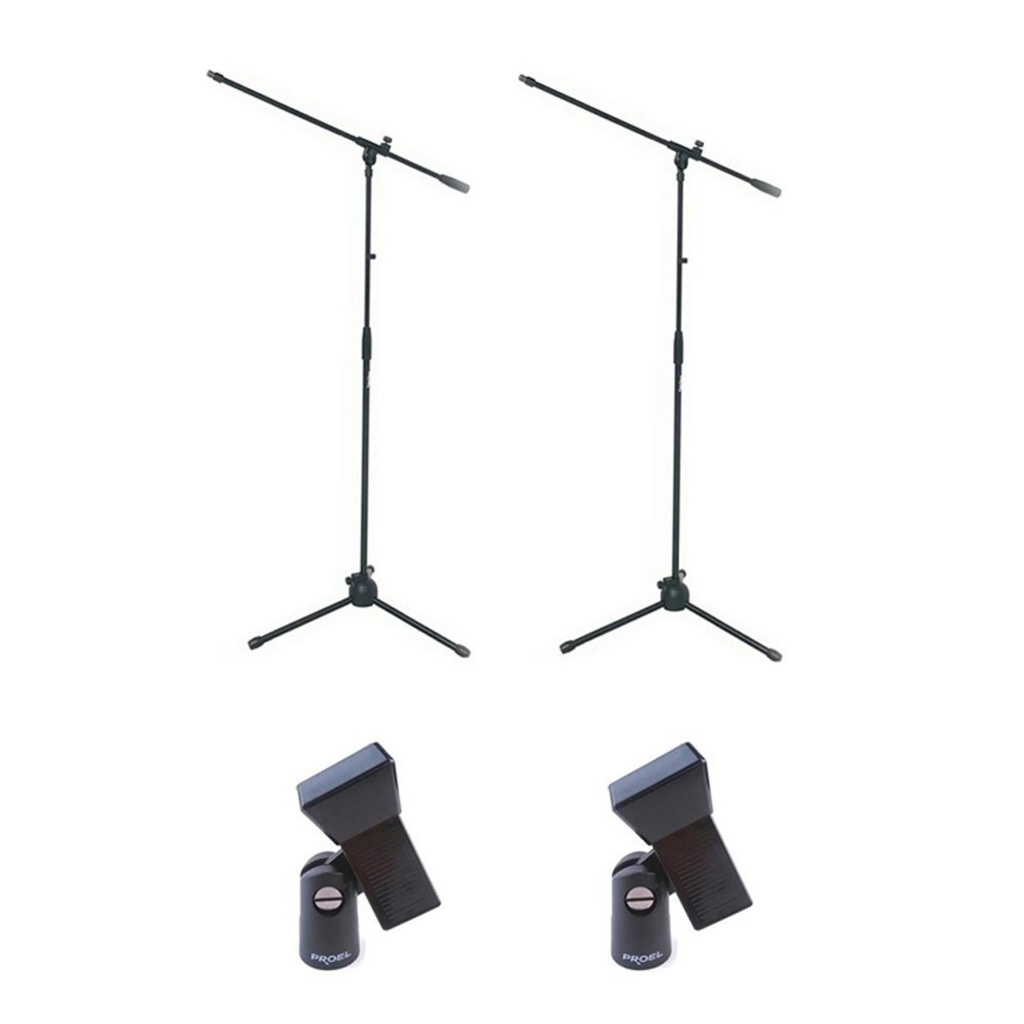 [9623] Proel RSM180+APM30 Coppia asta microfonica a giraffa base tripode + Coppia pinza