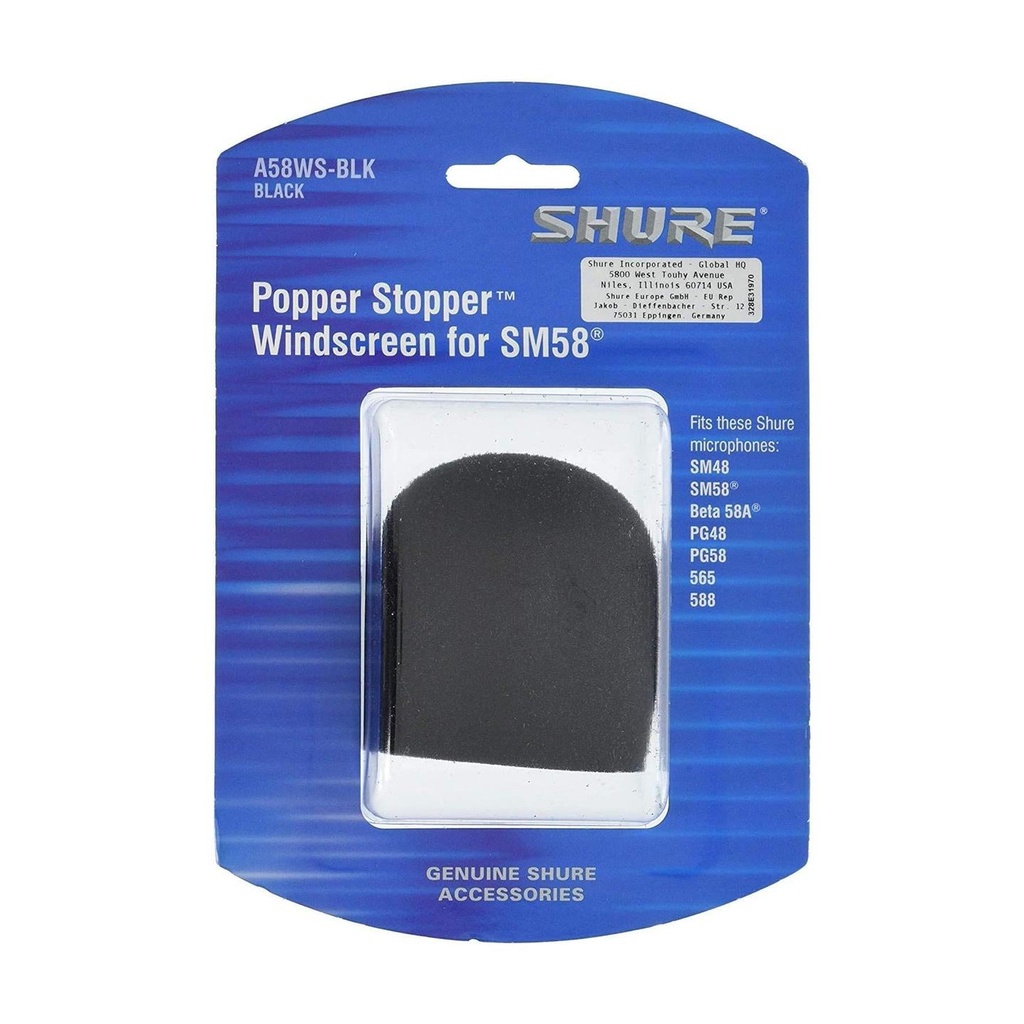 [9620] Shure A58WS-BLK Spugna antivento x microfoni Shure serie SM BETA PG e BG, Nero