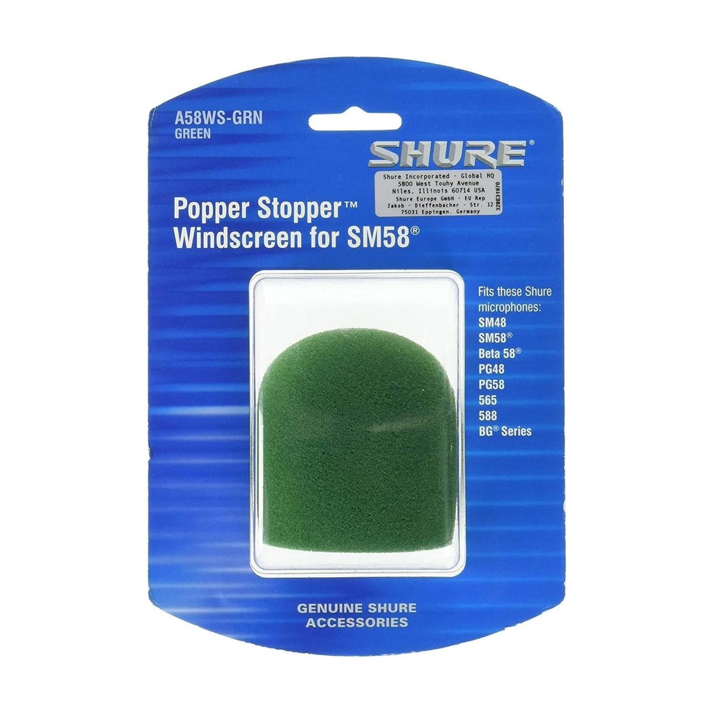 [9617] Shure A58WS-GRN Spugna antivento x microfoni Shure serie SM BETA PG e BG, Verde
