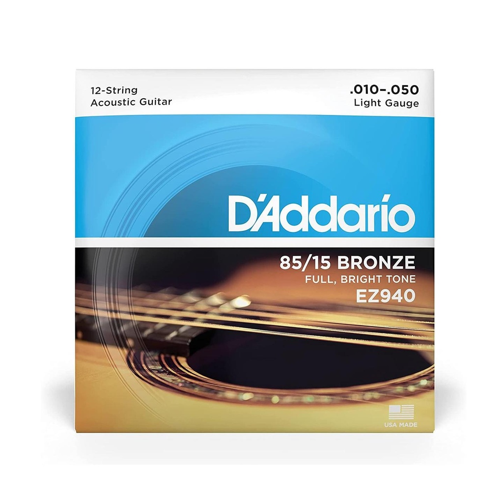 [9508] D'Addario EZ940 Light 10-50 Corde 12 per Chitarra Acustica American Bronze