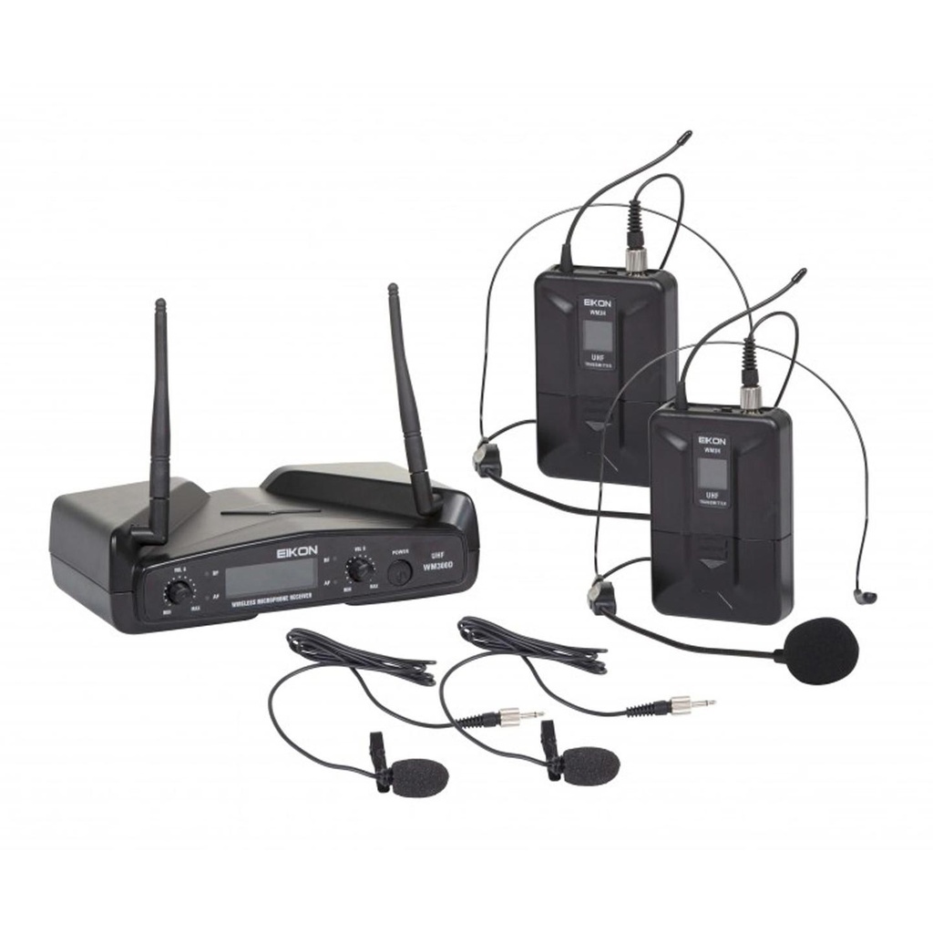 B-STOCK GARANTITO EIKON WM300DH Doppio radiomicrofono Archetto UHF wirel.