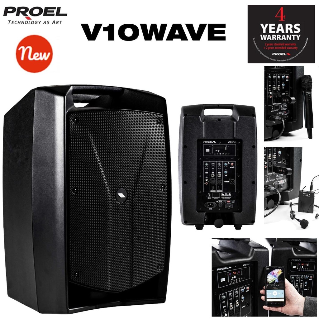 [7642] Proel V10WAVE Cassa Diffusore 2vie Attivo 600w + mixer 3 canali e Media Player
