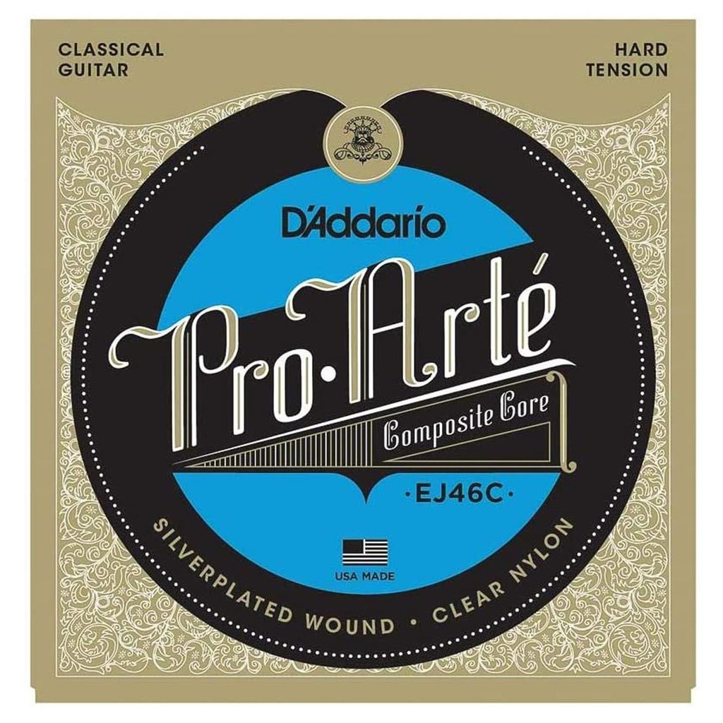 [9273] D'Addario EJ46C Pro Arté Hard Tension Silver Plated Corde Chitarra Classica