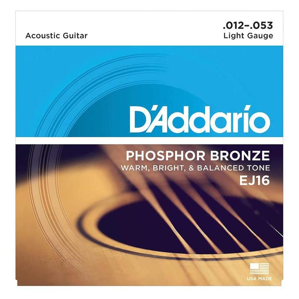 [7921] D'Addario EJ16 Light Gauce Corde x Chitarra Acustica 012-053 Phosphor Bronze
