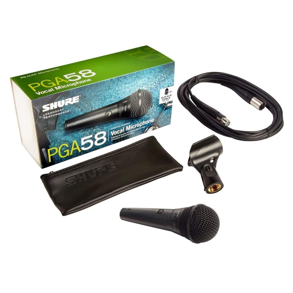 [4405] Shure PGA58 XLR-E Microfono Dinamico Voce + Cavo XLR + Astuccio + Reggimicrofono