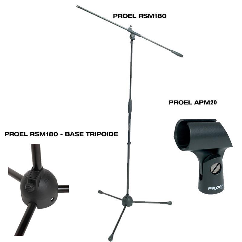 [5013] Proel RSM180 Asta per Microfono a giraffa con supporto microfonico Proel APM20