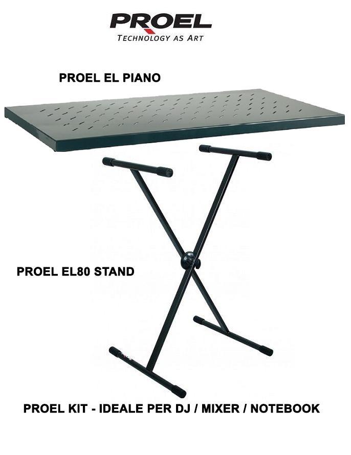 [5028] Proel Kit EL80 Stand regolabile per Dj, Mixer e Notebook + EL Piano Mensola