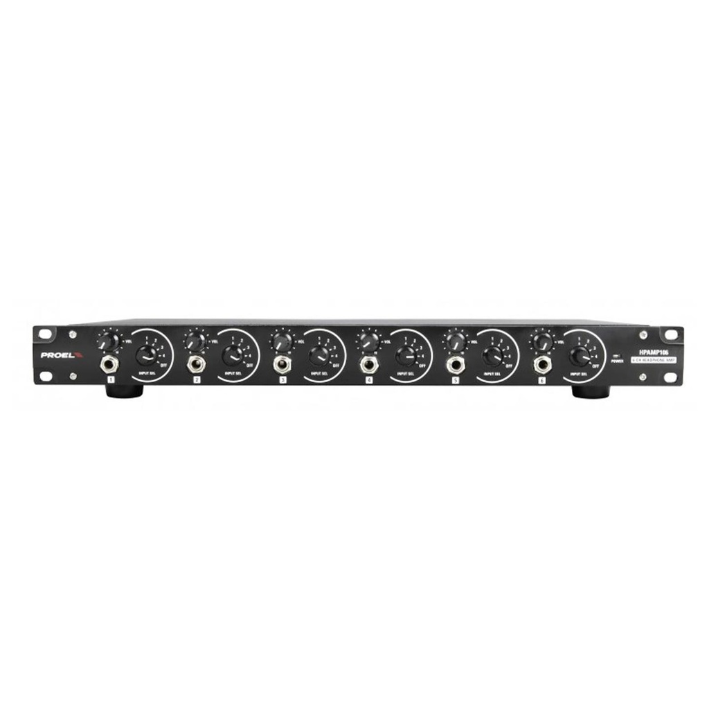 [6780] Proel HPAMP106 Amplificatore professionale per 6 Cuffie e 4 ingressi commutabili
