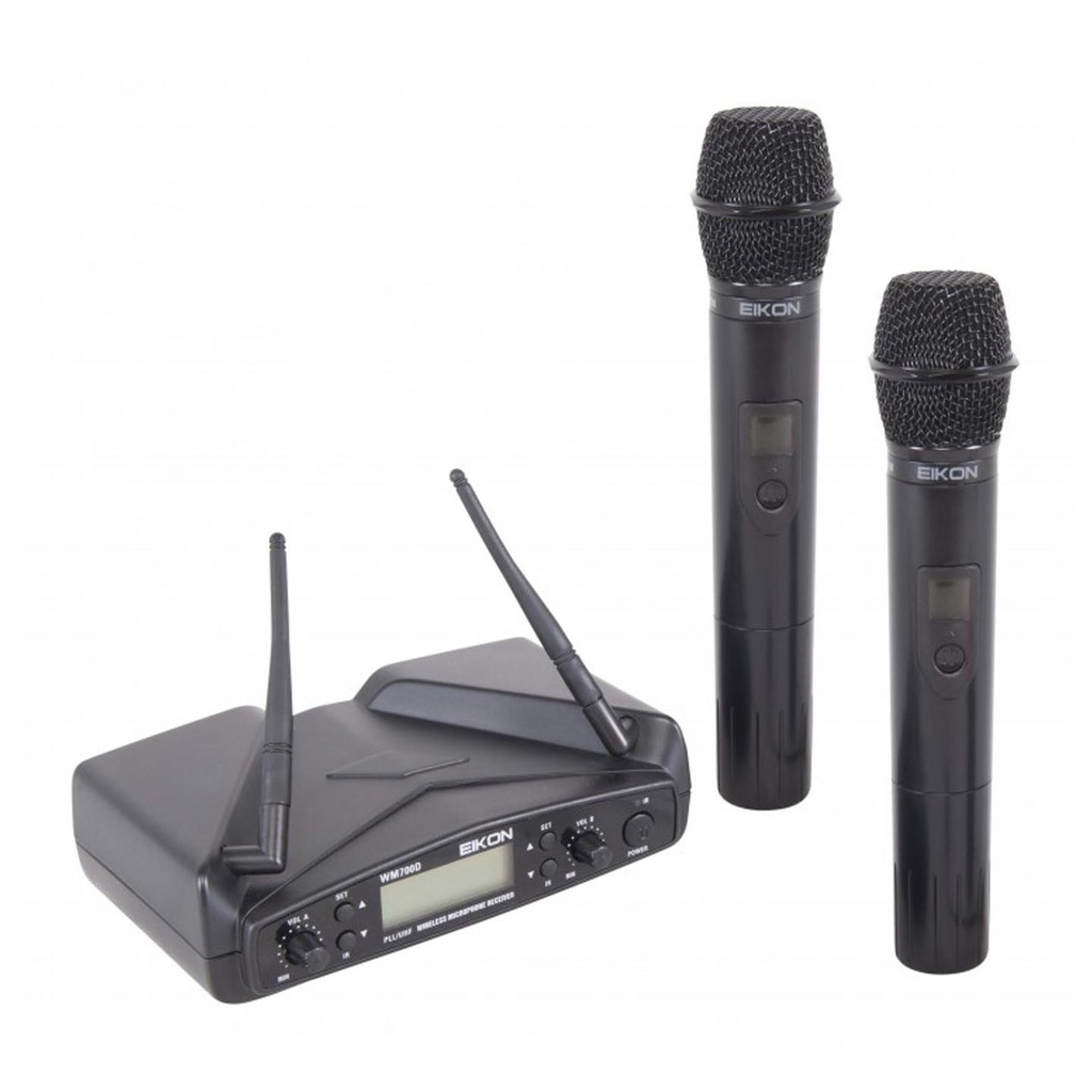[6894] EIKON WM700DM DUAL coppia microfoni wireless palmare x karaoke canto live