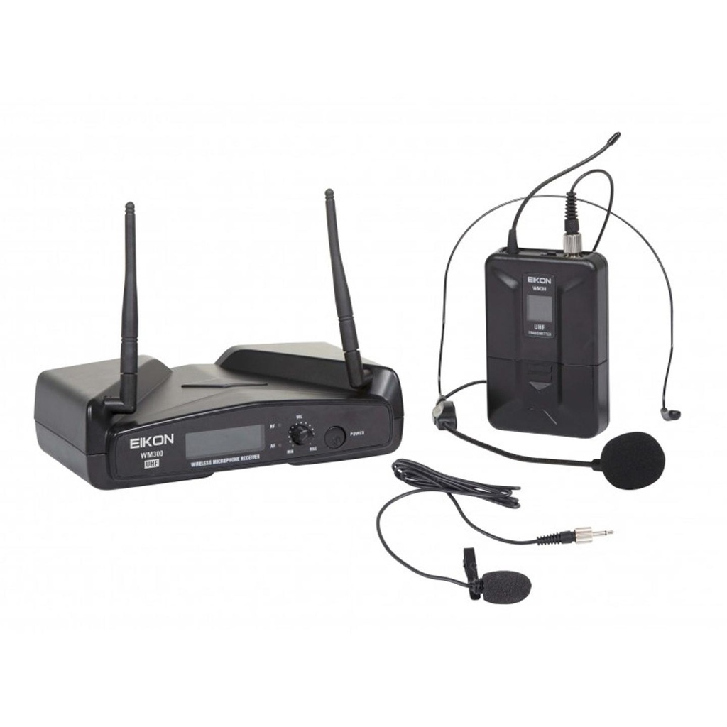 [6897] EIKON WM300H radiomicrofono UHF wireless ricevitore + archetto e Pulce