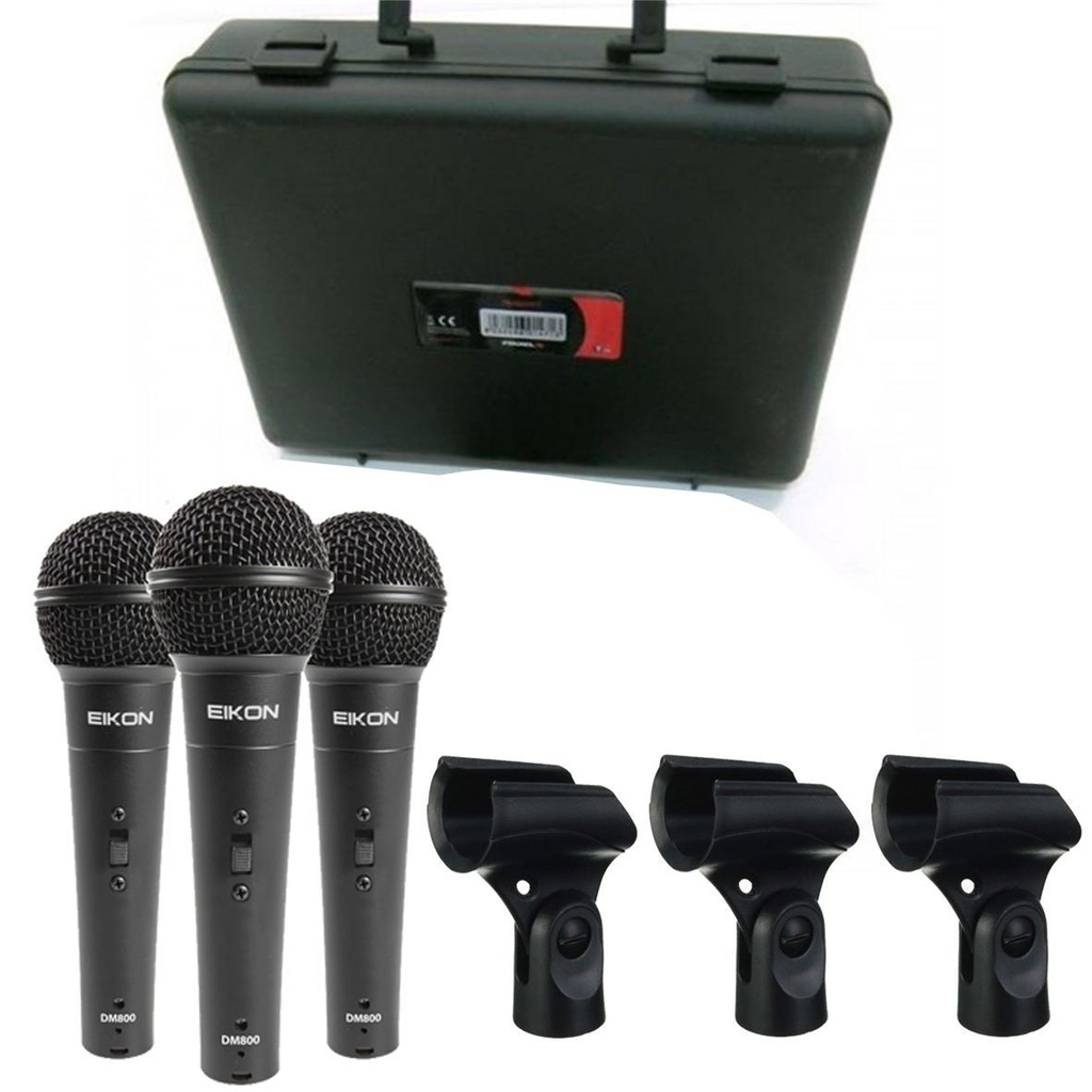EIKON DM800KIT 3 microfoni + 3 morsetti per asta + custodia Trasporto