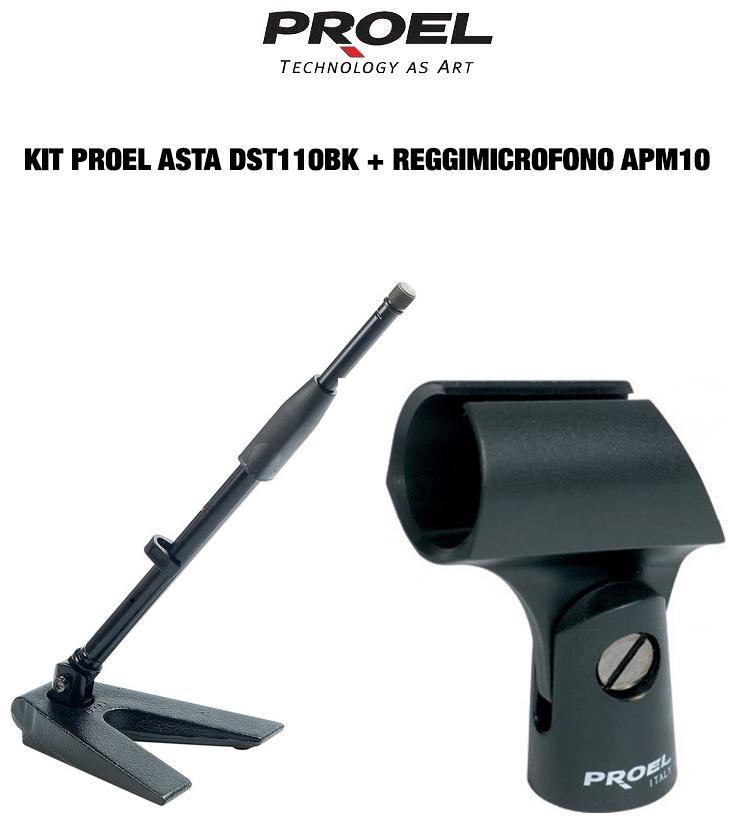 [5047] Proel DST110BK Asta da tavolo per Microfono + Supporto APM10 Reggimicrofono