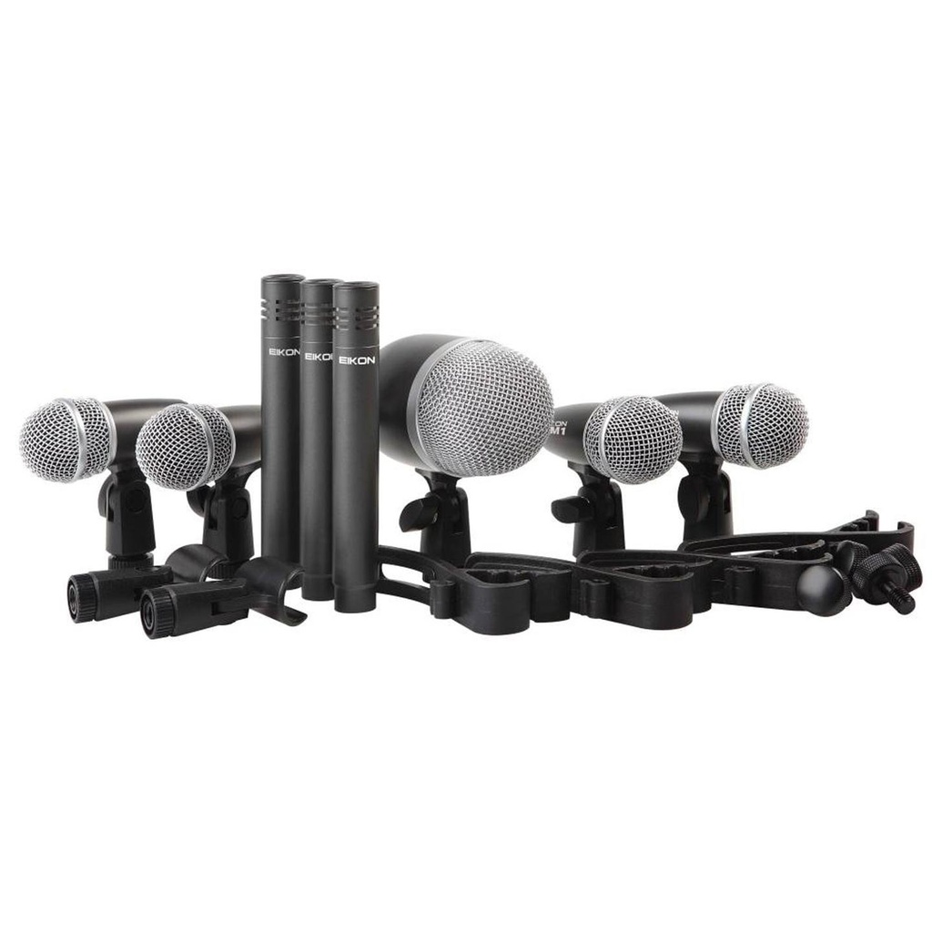 [4302] EIKON DMH8XL Set da 8 Microfoni x batteria completo di supporti e custodia