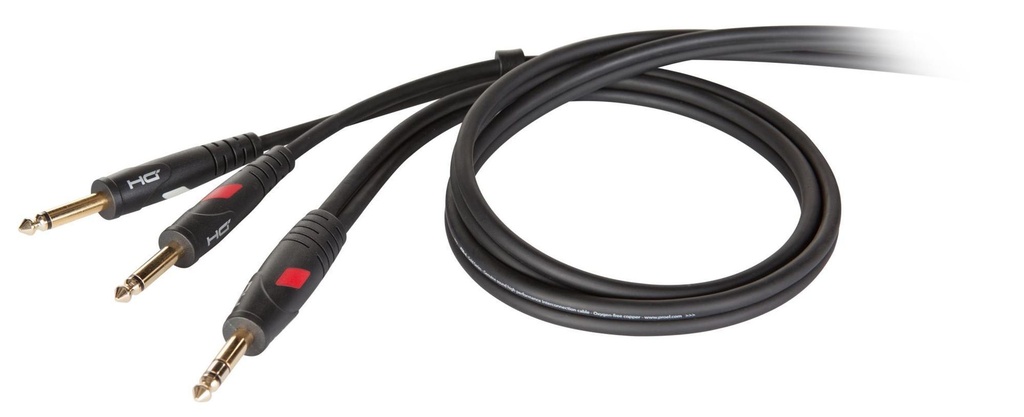 [5169] Proel DHG540LU18 Cavo professionale Jack 6.3mm Stereo a 2 Jack 6.3mm Mono 1,8mt
