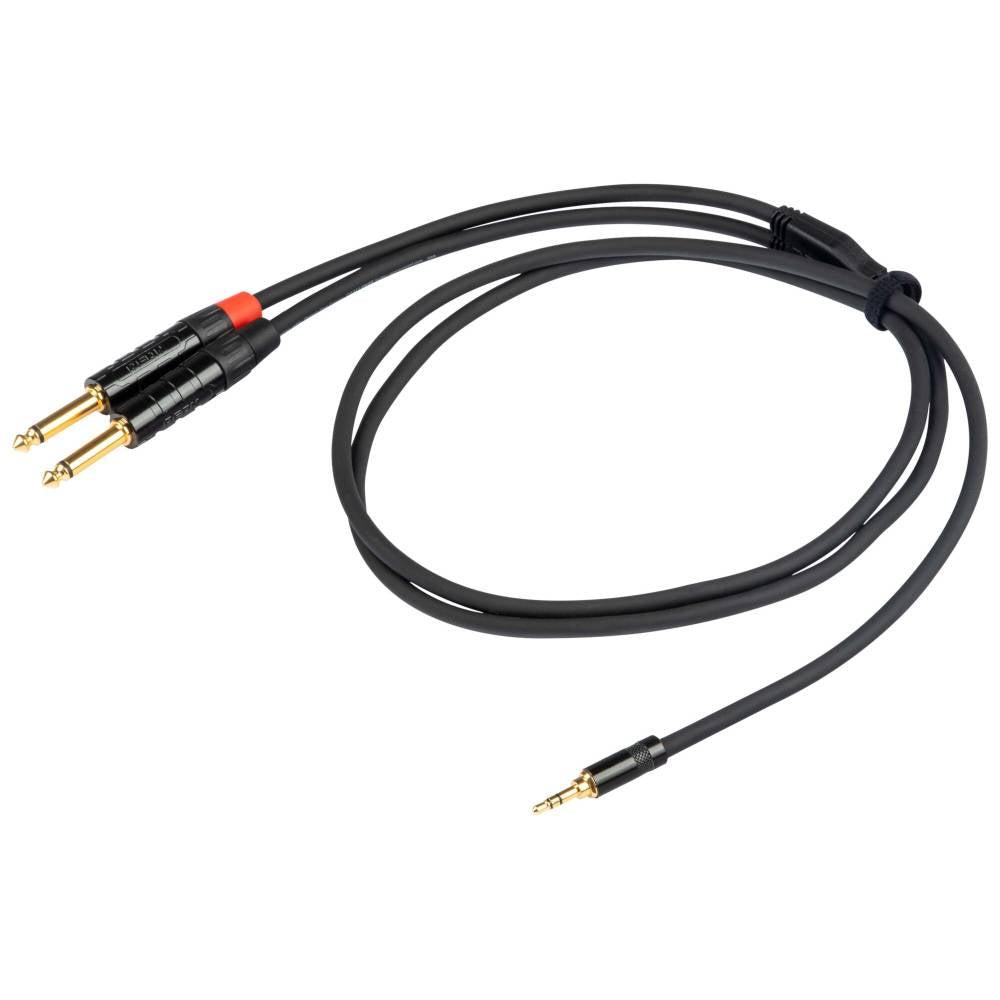 [4083] Proel CHLP170LU5 Cavo audio con nodo a Y e jack 3.5 Stereo a 2 jack 6.3 Mono 5mt